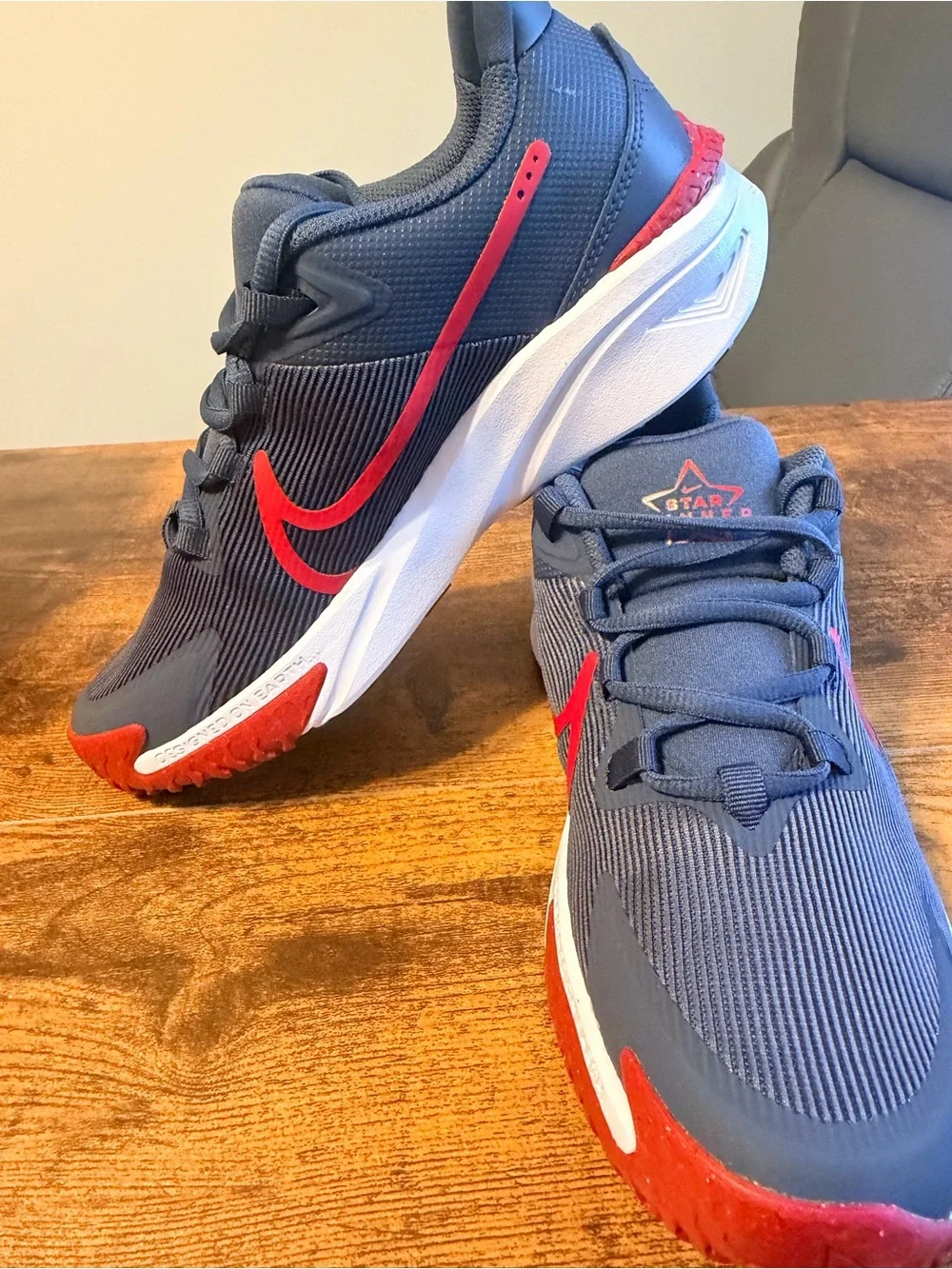 Nike Kids Navy Sneakers with Red Swoosh